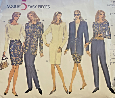 Sewing Pattern #1043 Vogue 5 Easy Pieces Size 8-12 Facory Fold