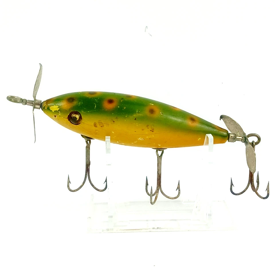 Vtg SURF ORENO South Bend Frog Pattern Mod. 963F 3.75' Wood Glass Eyes Nice - Image 3 of 4