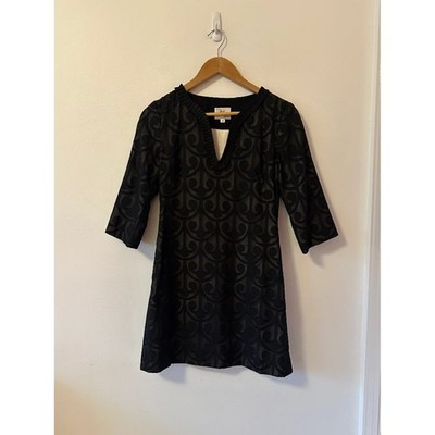 Milly Vintage Black Sheer Lace Tunic Champagne Lined Satin Dress | Size 4