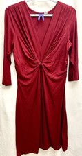Seraphine Maternity 3/4 Sleeve Front Knot US10 UK14 V-Neck Dress Red SALE