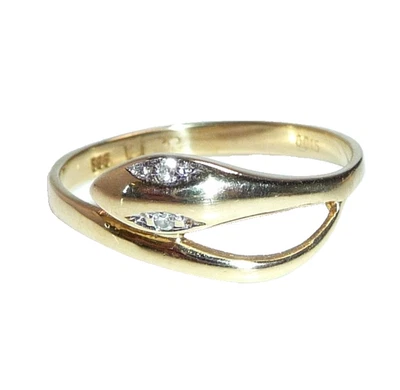 Ring 585 Gelbgold Gold Schlange 2 Diamanten Gr. 54 änderbar 1,9 g - Bild 1 von 4