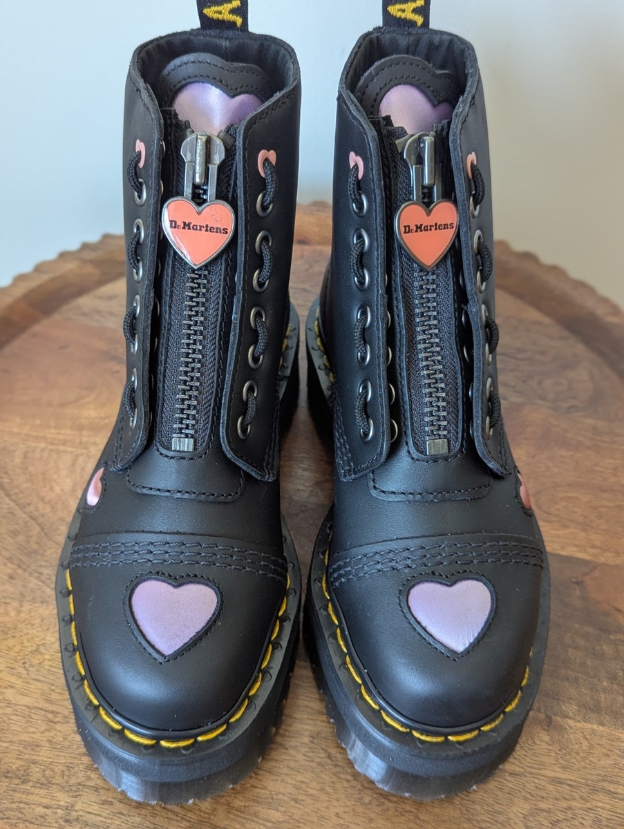 NEW Dr. Martens Sinclair Heart Platform Boot Unique Sweet Details