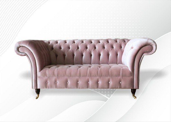 Chesterfield Rosa Stoff Wohnzimmer Design Couchen Polster Sofa Sofas Textil Neu-image