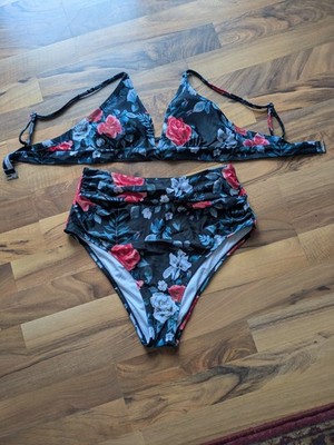 Cupshe Swimwear Women's High Waist Bikini Swim Set Size M Medium Floral