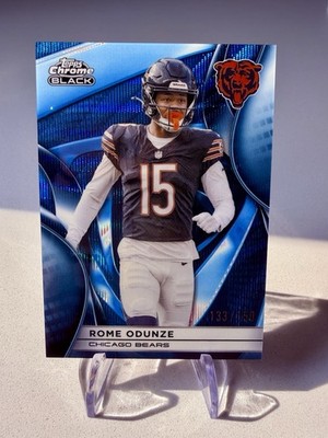 Topps Chrome Black 2025 Rome Odunze Chicago Bears Blue Refractor /150 SP Mint