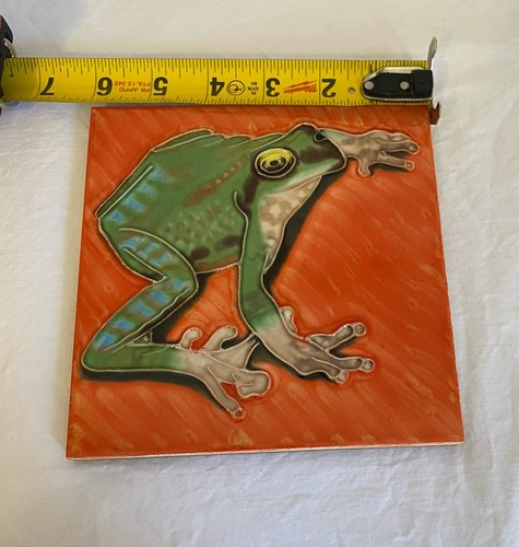 Frosch handbemalte Keramik Kunst Fliese 6 x 6 Zoll mit Faserplattenrückseite - Bild 3 von 5