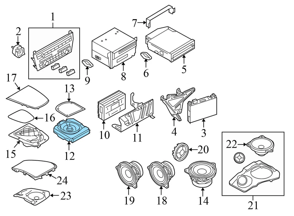 BMW 740LI XDRIVE 2013-2015 - Altavoz central delantero derecho/woofer (alta alta fidelidad) Foto 3 de 4