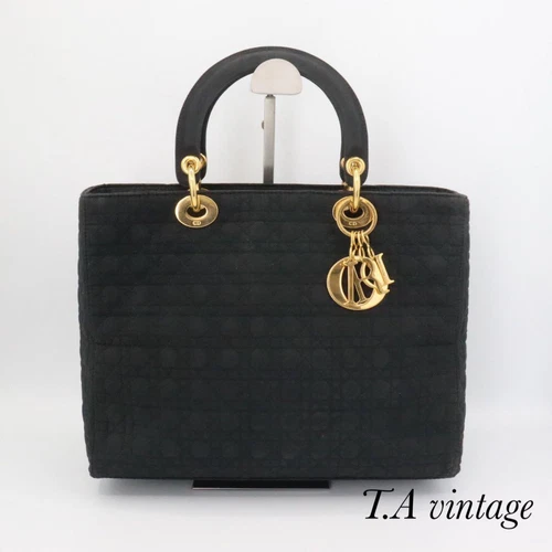 Sac à main Christian Dior Canage nylon noir authentique état d'usage