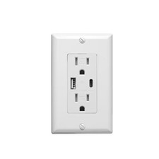 15 Amp Type a and Type C USB Charger Duplex Tamper-Resistant Outlet with Wall Pl
