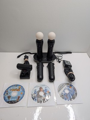 Sony PlayStation Move Bundle PS3 W/ 2 Motion Controllers + PS Eye Camera TESTED