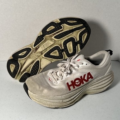 Hoka Men's Bondi 8 Running White/Red 1123202/WVR Men s Size 11D