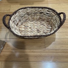 Handwoven Water Hyacinth Wicker Basket 15"x10"x6  