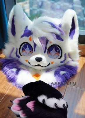 Fursuit Long Fur Husky Fox Mascot Head Party Halloween Fur Cosplay-Promotion