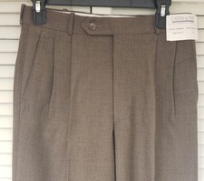 Sample Sale New Joseph Feiss $100 Wool Blend Men Dress Pants, 2 Pleat, Brown, 28