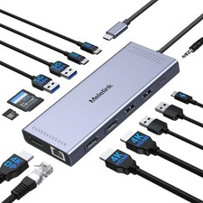 USB C Docking Station Dual Monitor, 14 in 1 Triple Display USB C Hub Multipor...