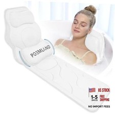 Full Body Bath Pillow for Tub - Extra Long Thick Tub Pillow with Head, White