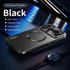 Metal Bumper Magnetic Mag Safe Case Back Cover For iPhone 17 Pro Max 16 15 14