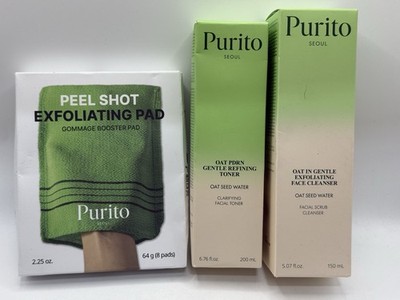Purito Oat in Calming Face CLEANSER , Oat Pdrn Toner And EXFOLIATING PAD Set