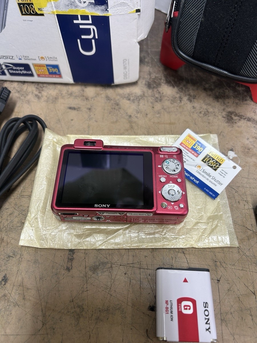 Sony Cyber-shot DSC-W170 10.1MP Digital Camera - Red (with MS Pro
