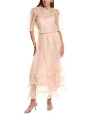 Red Valentino Ruffle Silk Maxi Dress Women's Pink 44