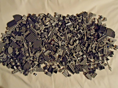 LEGO Light & Dark Gray Plates & Slopes   MOC Builder Bulk Lot   2.4 lbs
