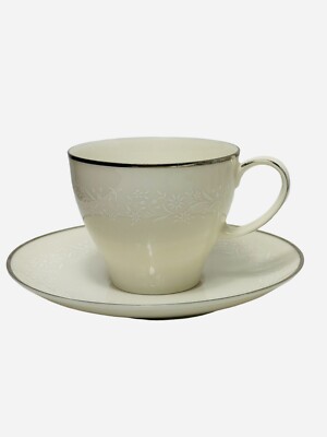 Noritake Japan Lorelei Cup & Saucer Set Of  9 Saucers & 6 Cups Ivory China 7541