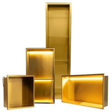 Thermopanel Stainless Steel Gold Shower Niche with LED Lighting Recessed