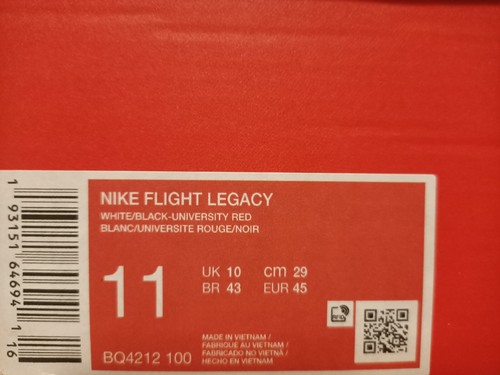 NIKE FLIGHT LEGACY mens sneakers BQ4212-100 white university red US Size 11 - Picture 9 of 9