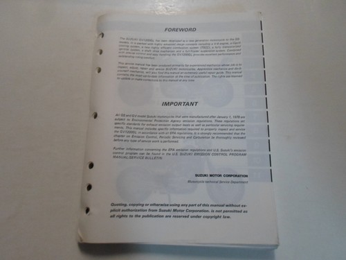 1991 Suzuki GV1200GL Servicio Reparación Manual Stained Holgado Hoja Fábrica - Imagen 3 de 12