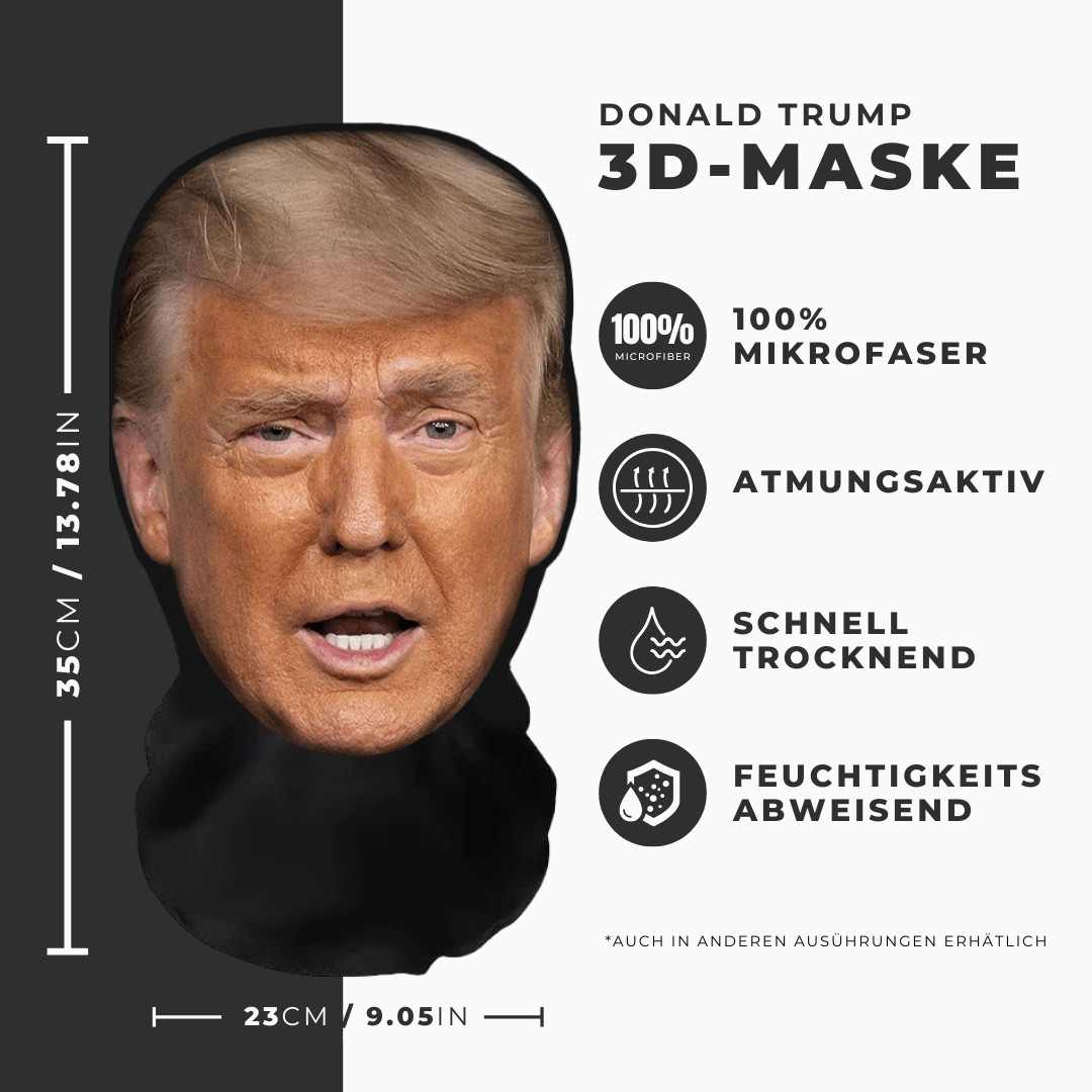 Realistische Donald Trump 3D-Druck Vollgesichtsmaske – Atmungsaktiv, leicht