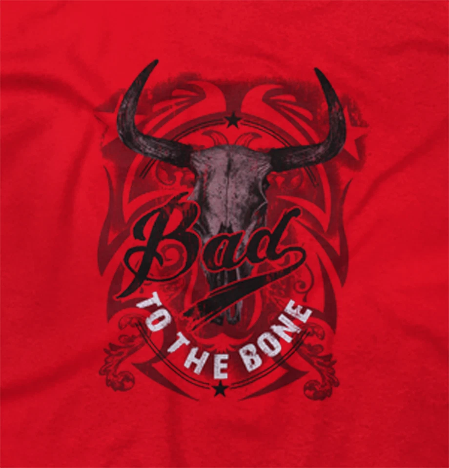 Bad To the Bone Country Ganado Calavera Pun Hombres Informal Cuello Redondo Camisetas Camisetas Foto 2 de 4