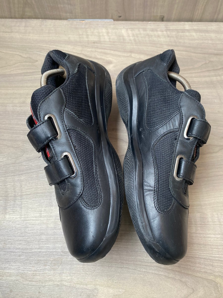 Prada American cup, vintage strap black leather sneakers sz Prada American cup, vintage strap black leather sneakers sz