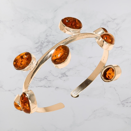 Amber Silver Plated Bracelets 8 Gemstones Fashion Jewelry - Picture 7 of 13