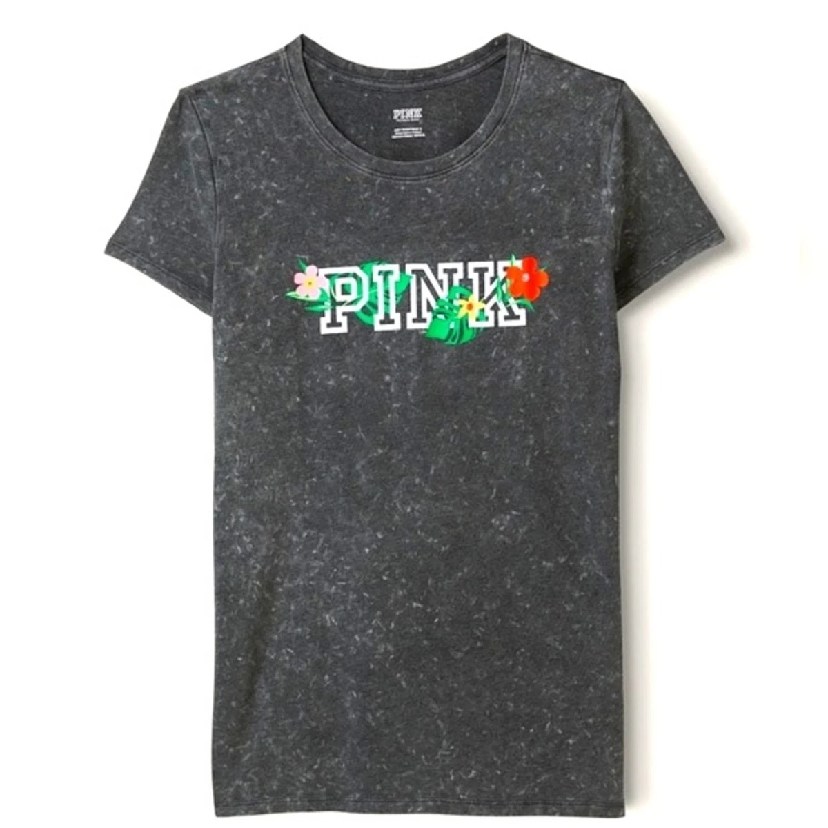 New, Victoria's Secret Pink knit short-sleeve perfect T-shirt tropical logo