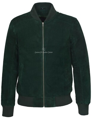 Herren 70er Jahre Grün Wildleder Lederjacke Biker Stil Italienisch Echtleder 275-P