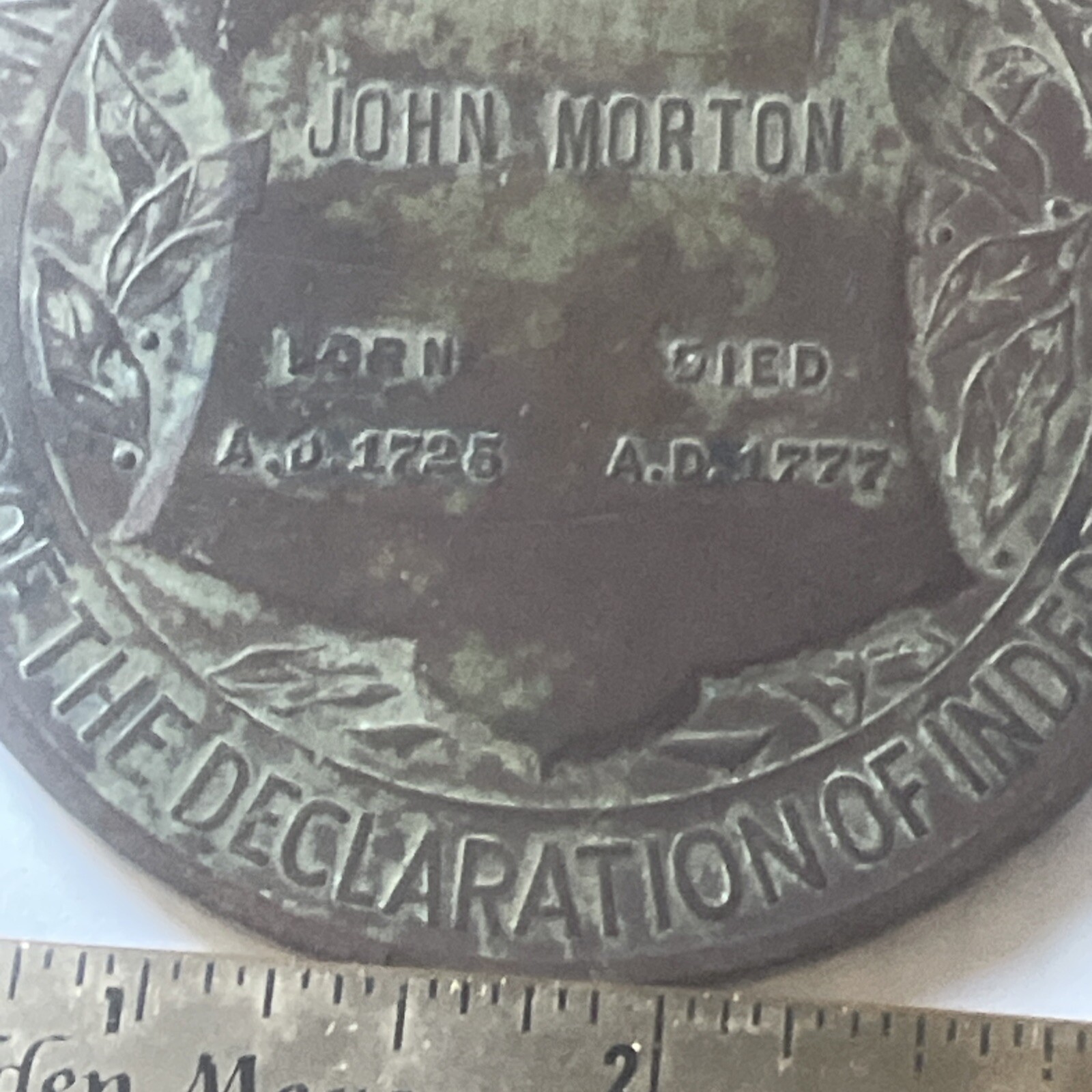 Rare John Morton Memorial Medallion RARE Piece Of American History 1920’s