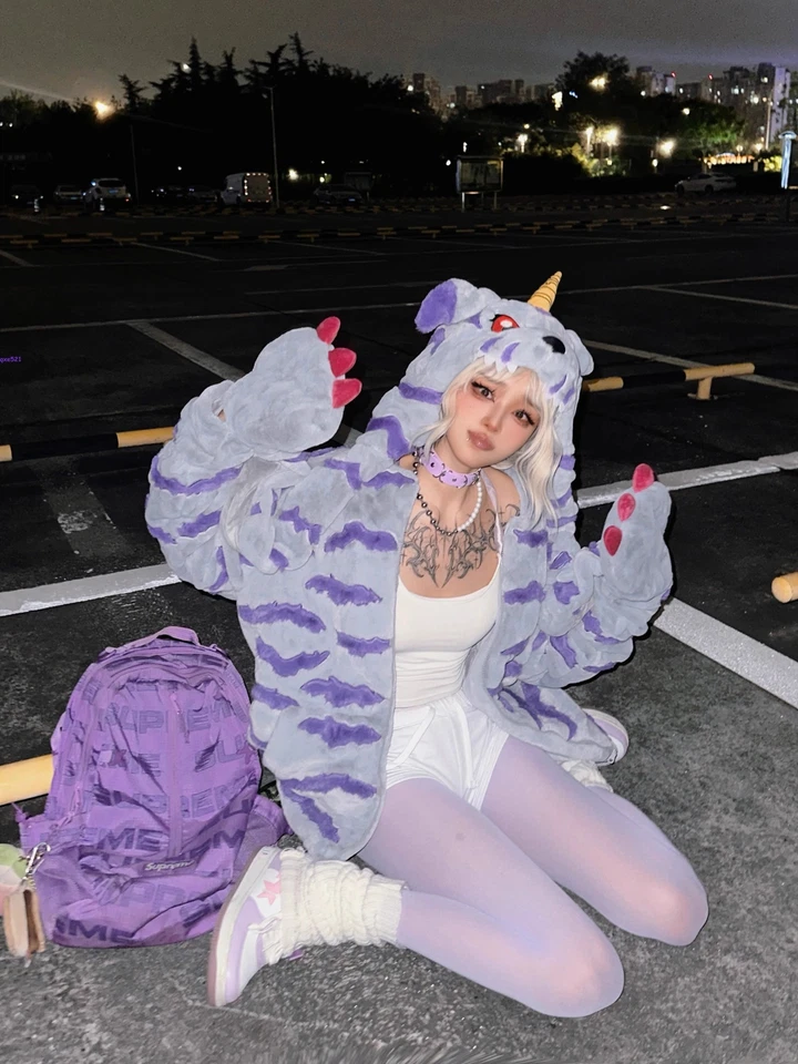 Digimon Gabumon плюшевая толстовка с капюшоном зимний косплей костюм с теплым пальто с капюшоном новый - Изображение 2 из 4