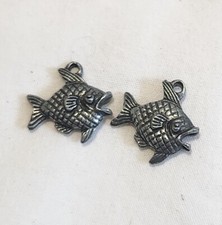 2 Fish Pewter Charms .55 Inch