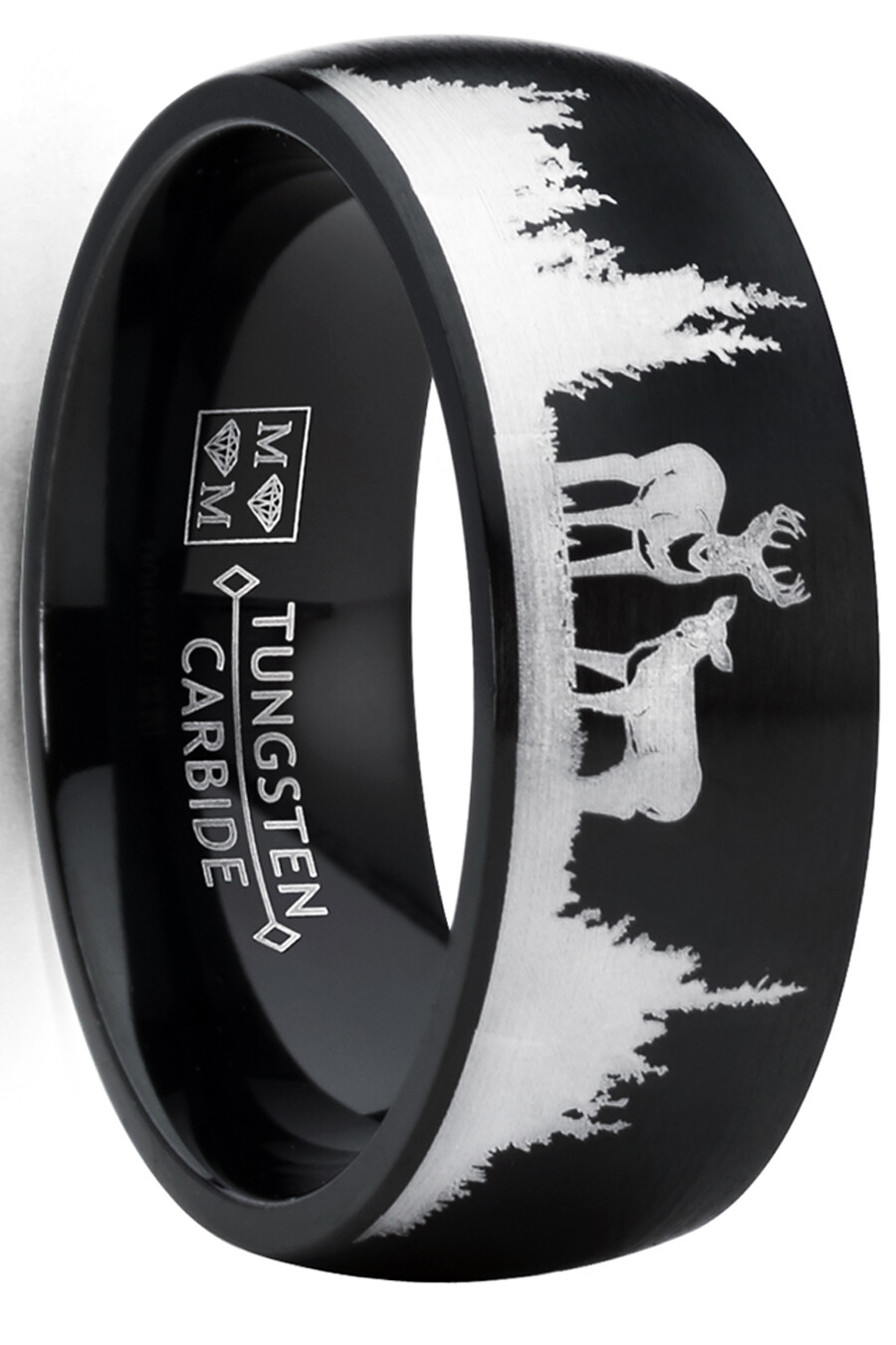 Men's Hunting Ring Black Tungsten Wedding Band Deer Nature Outdoors 8MM eBay