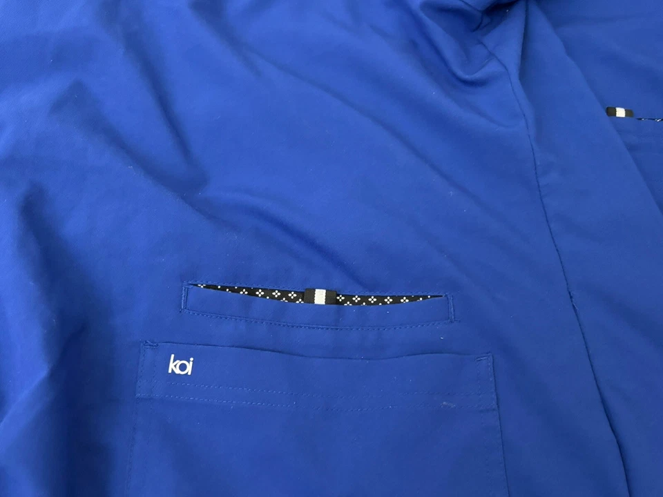 KOI Women's Scrub Top Shirt Womens L Lot Of 2 UT Health San Antonio Blue I - Image 2 of 4