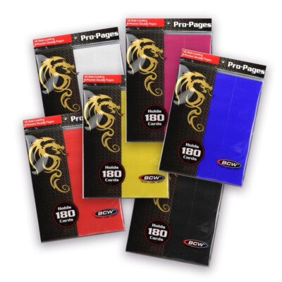 BCW Double Sided 18 POCKET Side Loading TRADING CARD 60 Album Pages COLORED