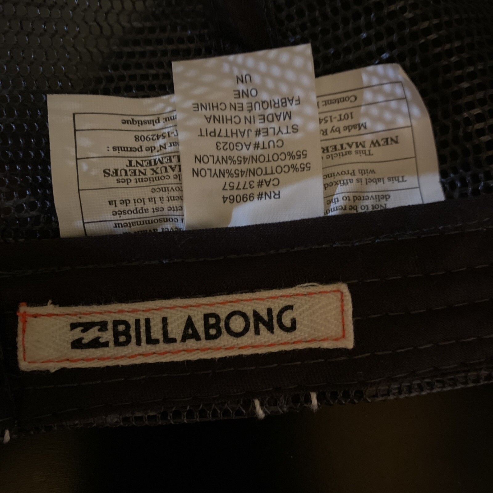 Billabong California Love Bear Trucker Hat Adjustable Gray Vented