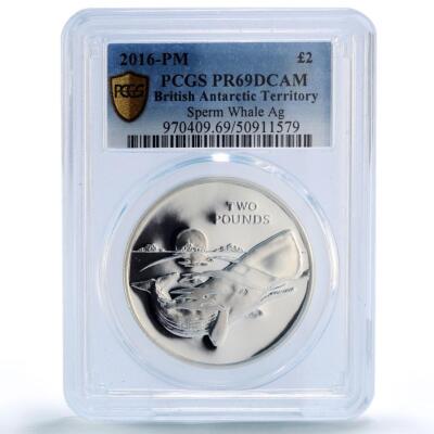 British Antarctic 2 pounds Sperm Whale Wildlife Fauna PR69 PCGS