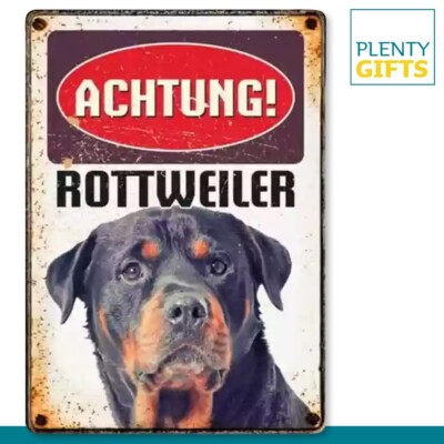 Plenty Gifts Blechschild Achtung! Rottweiler Retro Deko Hund Vintage 210x148