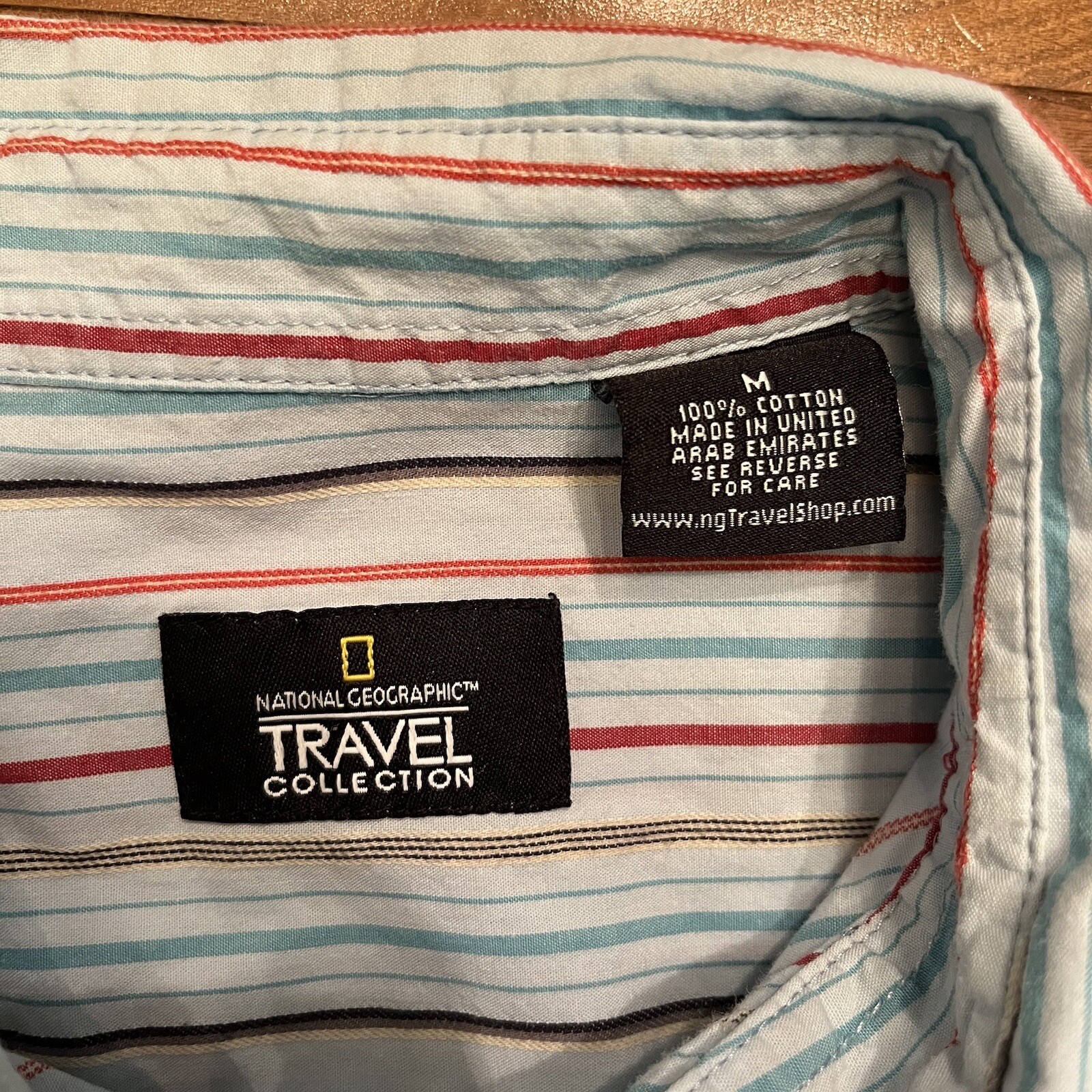 National Geographic Button Down Medium Striped Co… - image 3