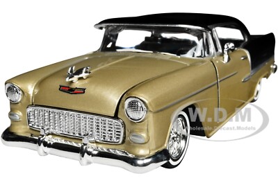 1955 CHEVROLET BEL AIR LOWRIDER BEIGE & BLACK 1/24 DIECAST MODEL
