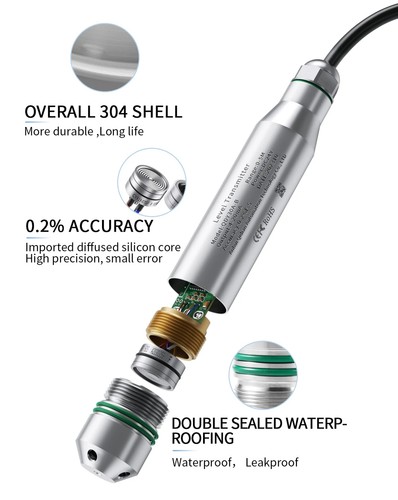 Submersible Pressure Transmitters Sensor Hydrostatic Transducer 4-20mA 0-10V - Picture 4 of 12