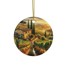 Tuscan Scene Ceramic Ornament