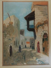 The holy town of Zefad oil on board Jewish Israeli