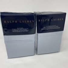 Ralph Lauren FULL Extra Deep Fitted Sheet  Full Flat Sheet Blue RL 464 Percale